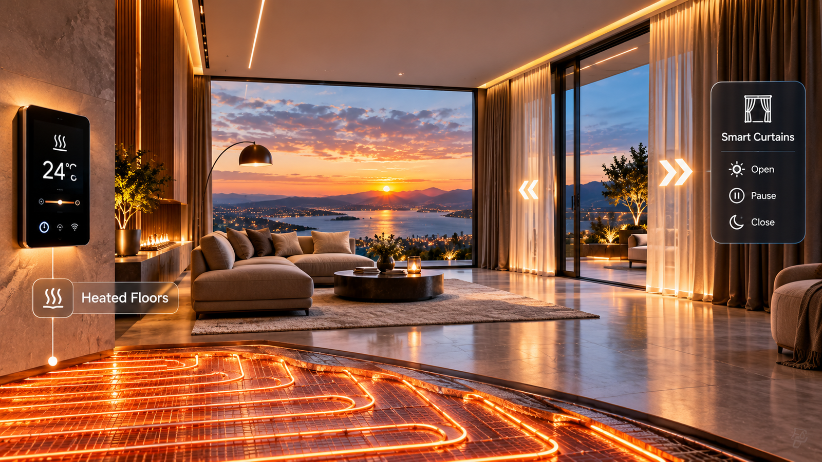 Heated Floors + Smart Curtains